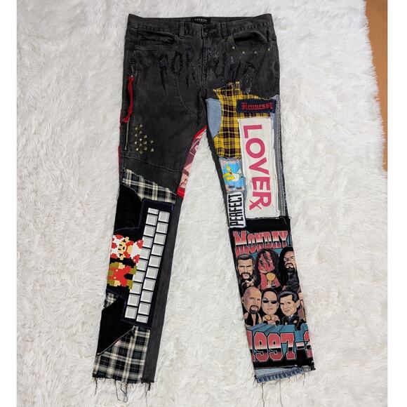 Pacsun Custom Patchwork Jeans 32x30 Y2K Punk Streetwear Denim - Picture 15 of 15